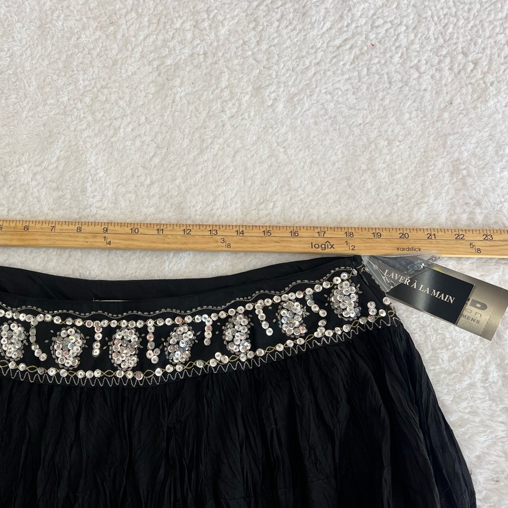 Nygard Collection Skirt Midi Crinkled Beaded Waist Lined Gypsie Prairie Boho 16 - Picture 7 of 13